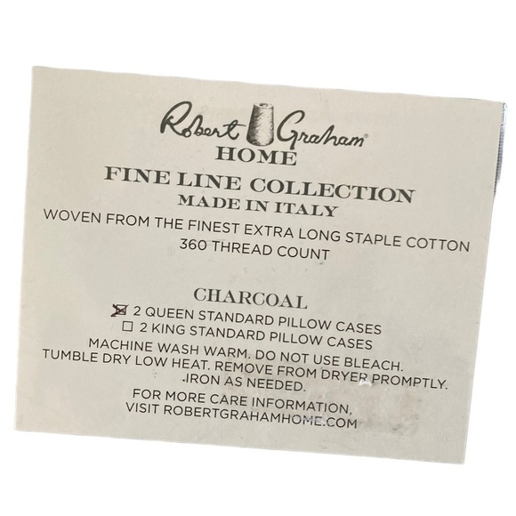 NWT Robert Graham Home Brushed Italian Percale Queen Standard Pillowcase (2) - Picture 4 of 7